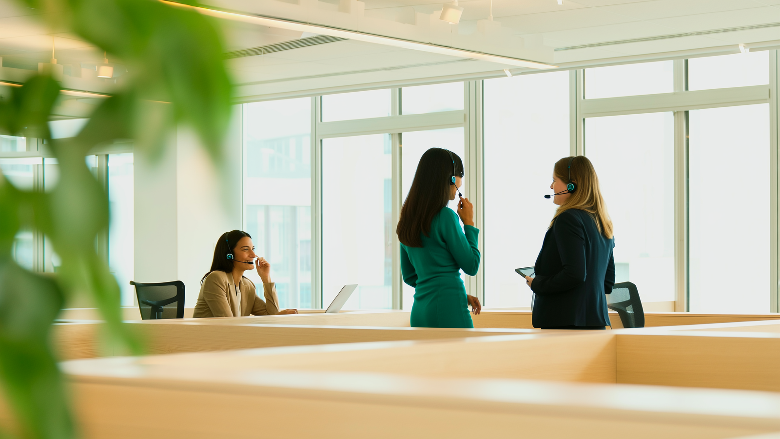 A collections team at work in a bright open-plan office